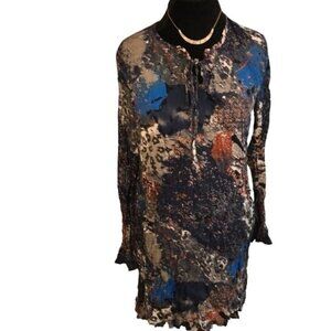 Kaktus Navy Abstract Long-Sleeve Sheath Dress XLarge